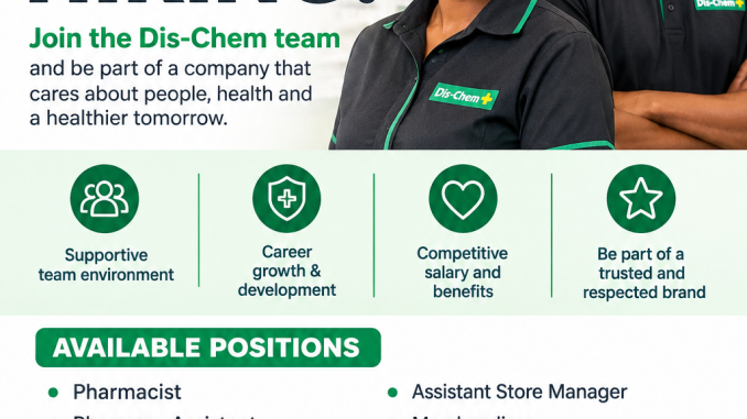 Dis-Chem Retail Store Assistant Job 2026