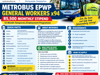 Metrobus EPWP General Workers 2026